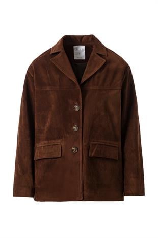 Acı Kahve Süet Düğmeli Ceket ACI KAHVE