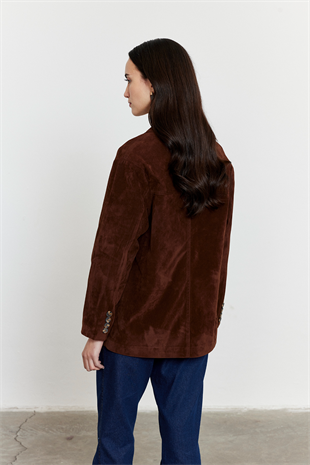 Acı Kahve Süet Düğmeli Ceket ACI KAHVE
