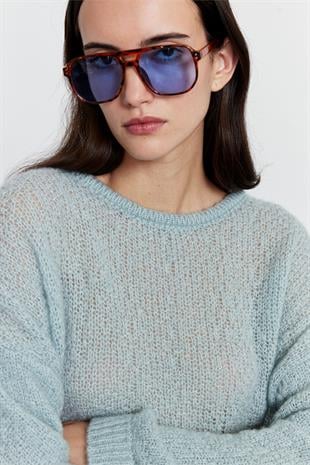 Arkadan Düğmeli Kazak Mint