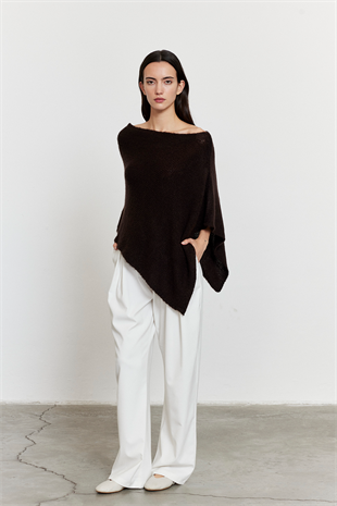 Asimetrik Kesim Triko Panço Acı Kahve