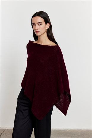 Asimetrik Kesim Triko Panço Bordo