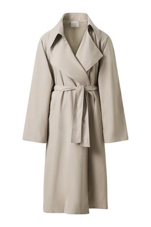 Bej Kuşaklı Mevsimlik İnce Trençkot BEJ