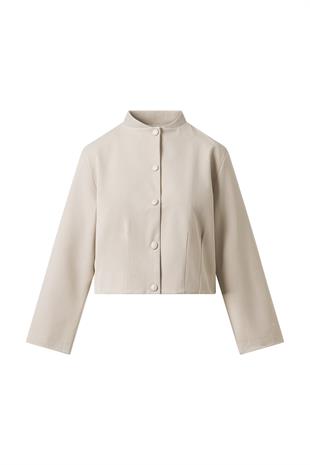 Bej Pile Detay Çıtçıtlı Ceket BEJ