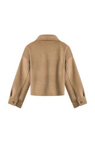 Camel Cep Detaylı Kısa Kaşe Ceket CAMEL