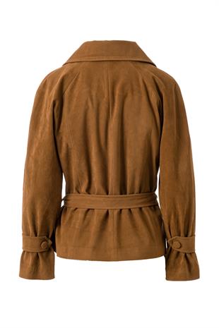 Camel Kemerli Süet Ceket Camel
