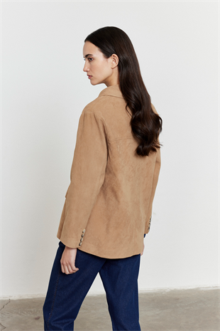 Camel Süet Düğmeli Ceket CAMEL