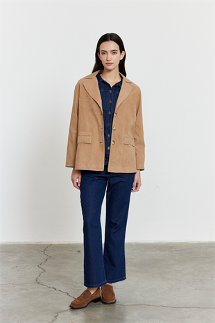Camel Süet Düğmeli Ceket CAMEL