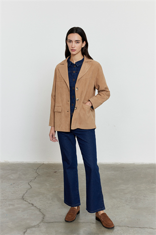 Camel Süet Düğmeli Ceket CAMEL