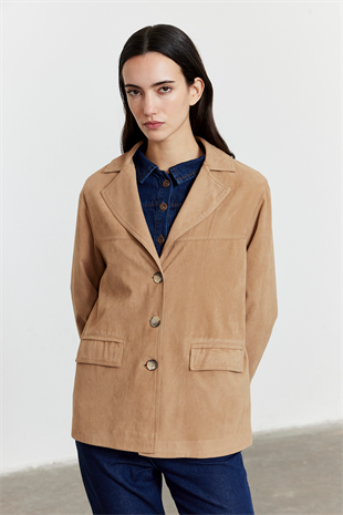 Camel Süet Düğmeli Ceket CAMEL