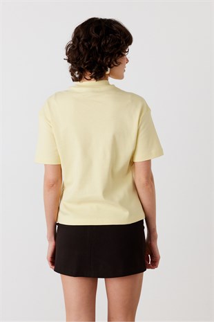 Core Dik Yaka Kısa Kollu T-Shirt Sarı
