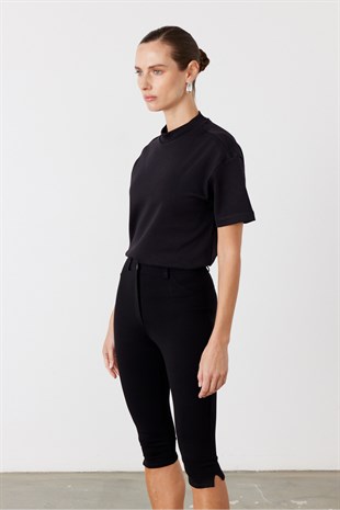 Core Dik Yaka Kısa Kollu T-Shirt Siyah