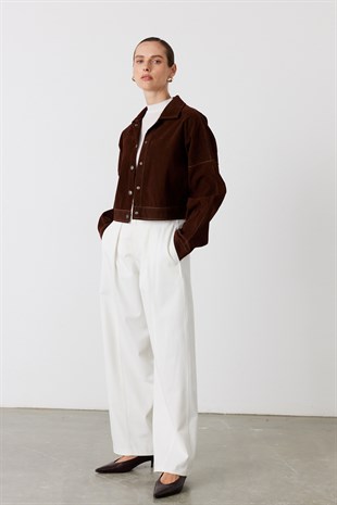 Cue Süet Kısa Ceket Acı Kahve