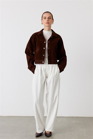 Cue Süet Kısa Ceket Acı Kahve