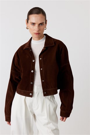 Cue Süet Kısa Ceket Acı Kahve