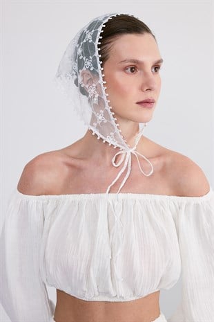 Daisy Dantel Bandana Beyaz