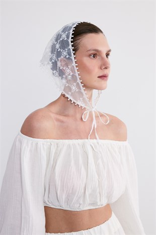 Daisy Dantel Bandana Beyaz