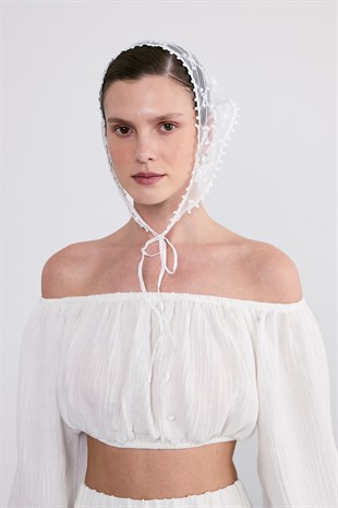 Daisy Dantel Bandana Beyaz