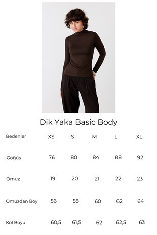 Dik Yaka Basic Body Acı Kahve