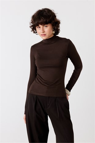 Dik Yaka Basic Body Acı Kahve