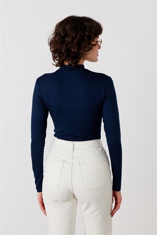 Dik Yaka Basic Body Lacivert