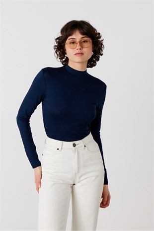 Dik Yaka Basic Body Lacivert