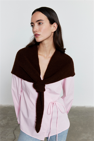 Düz Triko Fular Acı Kahve