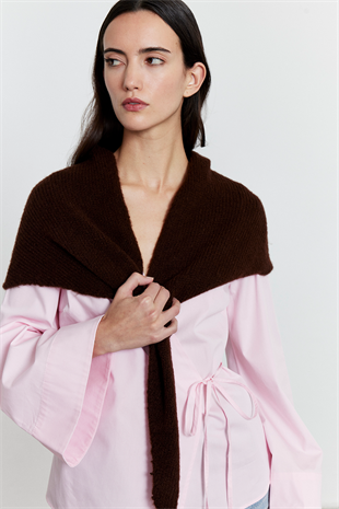 Düz Triko Fular Acı Kahve