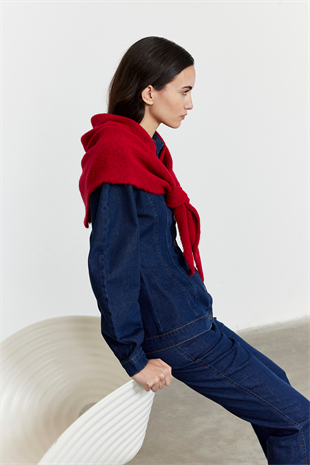 Düz Triko Fular Kırmızı