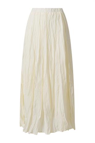 Ekru Beli Lastikli Midi Etek EKRU