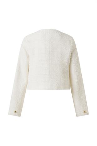 Ekru Düğme Detay Tüvid Ceket EKRU