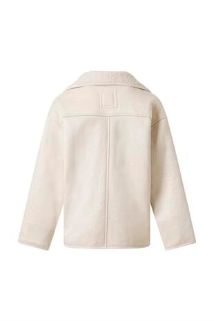 Ekru İçi Peluş Düğmeli Mont EKRU