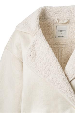 Ekru İçi Peluş Düğmeli Mont EKRU