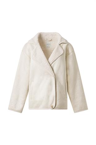 Ekru İçi Peluş Düğmeli Mont EKRU