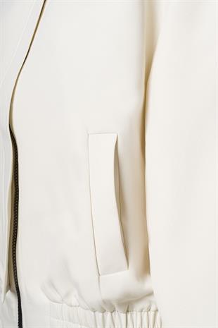 Ekru Vatkalı Kısa Bomber Ceket EKRU