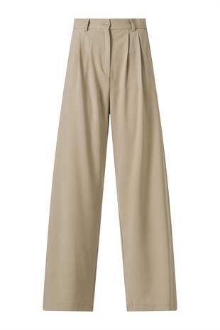 FC Bej Lastikli Yüksek Bel Palazzo Pantolon BEJ