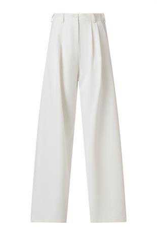 FC Ekru Lastikli Yüksek Bel Palazzo Pantolon EKRU