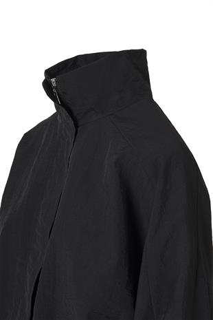 Fermuarlı Oversize Ceket Siyah