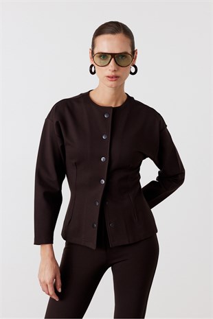 Frame Çıtçıtlı Bluz Acı Kahve