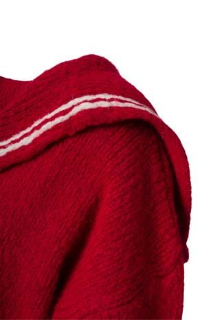 Fular Detaylı Kolej Kazak Kırmızı