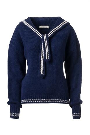 Fular Detaylı Kolej Kazak Lacivert