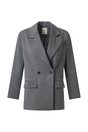 Gri Düğmeli Blazer Ceket GRİ