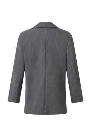 Gri Düğmeli Blazer Ceket GRİ