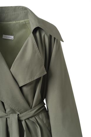 Haki Kuşaklı Mevsimlik İnce Trençkot HAKİ