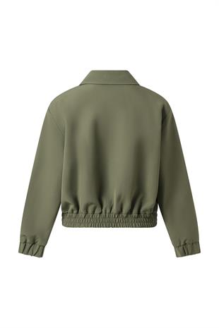 Haki Vatkalı Kısa Bomber Ceket HAKİ