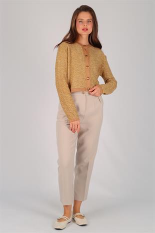 Hardal Kırçıllı Düğmeli Hırka HARDAL