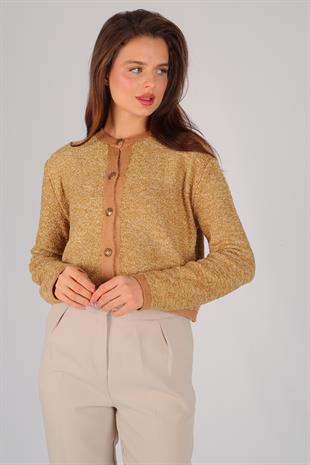 Hardal Kırçıllı Düğmeli Hırka HARDAL