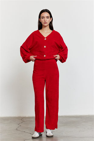 Havlu Kumaş Hırka Kırmızı