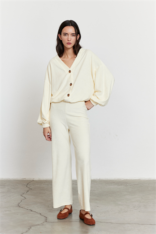 Havlu Kumaş Pantolon Bej