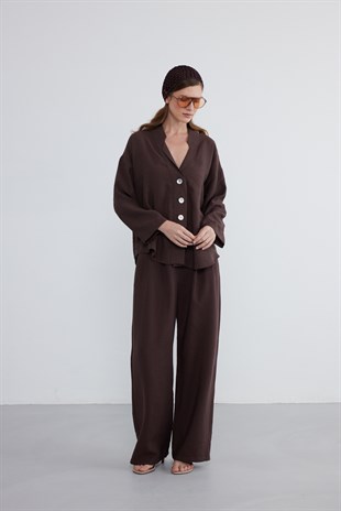 Helia Oversize Gömlek Acı Kahve