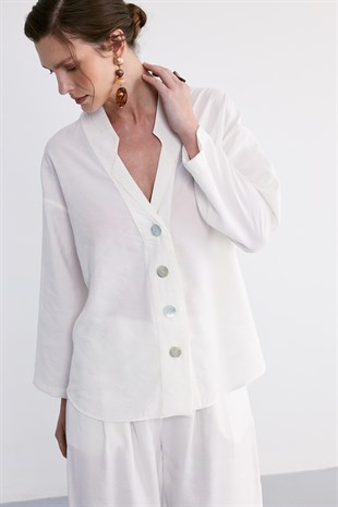 Helia Oversize Gömlek Ekru